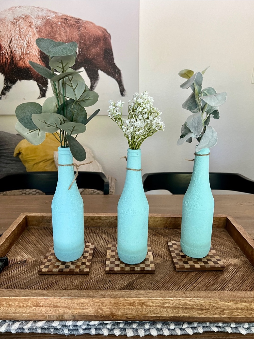 Handmade Faux Stoneware Bottle Centerpiece Set of 3 (Florals Included) - Picture 3 of 7